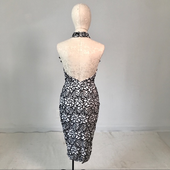 ASOS Missguided M Lace Bodycon Halter Midi Dress - Picture 7 of 12